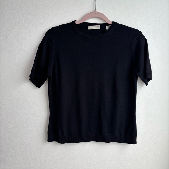 Vintage Lord & Taylor Black Merino Wool Sweater Made in Italy Size M - Picture 1 of 7